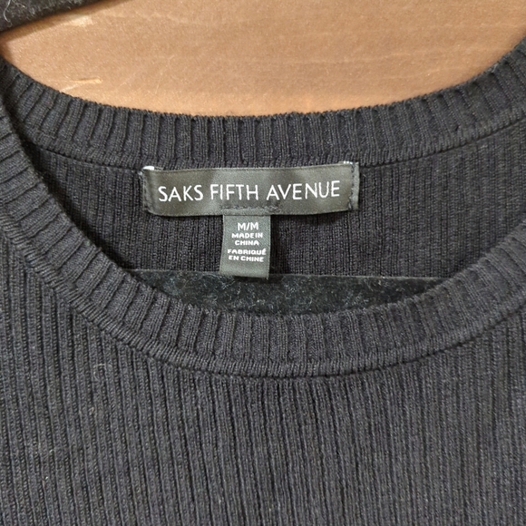 Saks Fifth Avenue Black Shortsleeve Sweater Dress Midi - Women's Size M - Picture 2 of 10